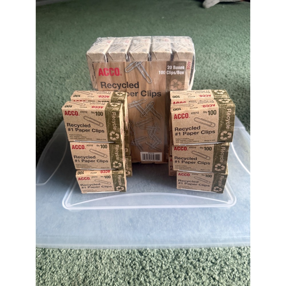 ACCO Recycled #1 Paper Clips 32 Boxes of 100 Clips Silver 72712 USA